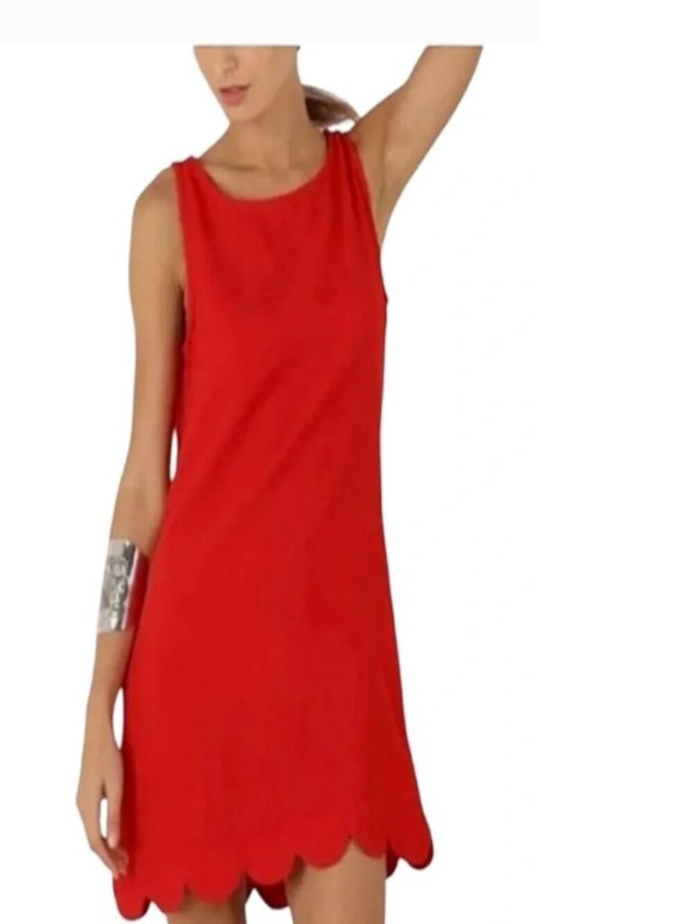 Kate Spade Scalloped Hem Sleeveless Red Summer Mini Dress Women's Size Small NWT